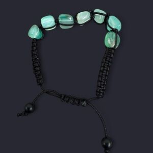 Green Striped Agate Adjustable Gemstone Bead Bracelet